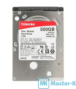 HDD 2,5" SATA 500Gb Toshiba L200 HDWK105UZSVA 5400, 8Mb