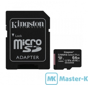 FLASH 64Gb microSDXC Kingston Canvas Select Plus (SDCS2/64GB), UHS-1