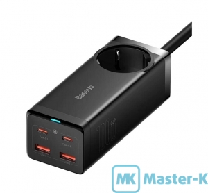 Зарядное устройство сетевое Baseus GaN3 Pro Desktop Powerstrip 100W+ кабель Type-C/Type-C Black (PSZM000401) USB Charger 100W Black