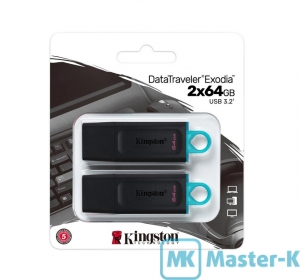 USB FLASH 2x64Gb Kingston Exodia DTX/64GB-2P Black/Blue