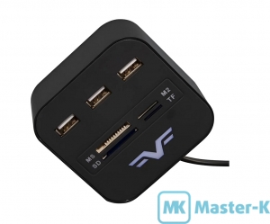 USB HUB Frime FHC-AllinOne3p2B 3-port + Cardreader Black
