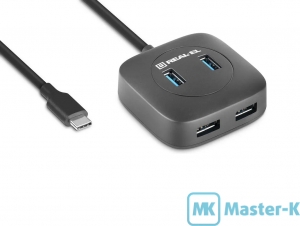 USB HUB REAL-EL CQ-407 Black 4-port USB 3.0 Type-C