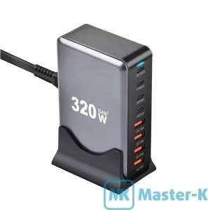 Зарядное устройство сетевое YMX-320W GaN PD 100W QC 18 W 4C4A (YMX-320W) Black QC 3.0 + PD