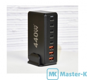 Зарядное устройство сетевое YMX-440W GaN PD 100W QC 18 W 5C3A (YMX-440W) Black QC 3.0 + PD