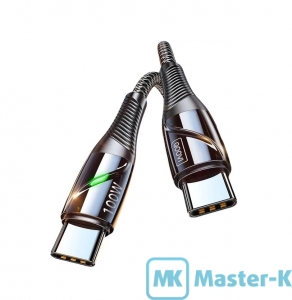 Кабель USB 3.0  Type C - Type C, 1.0 м 100W QOOVI QC-01 Black/Silver