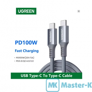 Кабель USB 3.0  Type C - Type C, 1.5 м 100W UGREEN US316 (70428) Grey