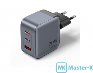 Зарядное устройство сетевое Vention FEXH0-EU GaN 70W Gray